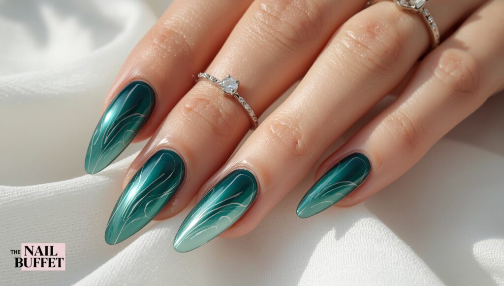 3D Chrome Cyber Aura Nails