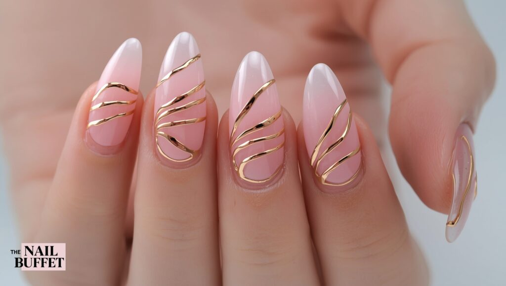 3D Copper Swirls Nails