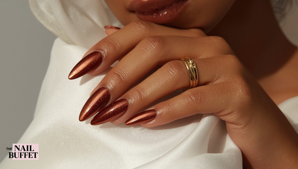 Chocolate Brown Chrome Nails