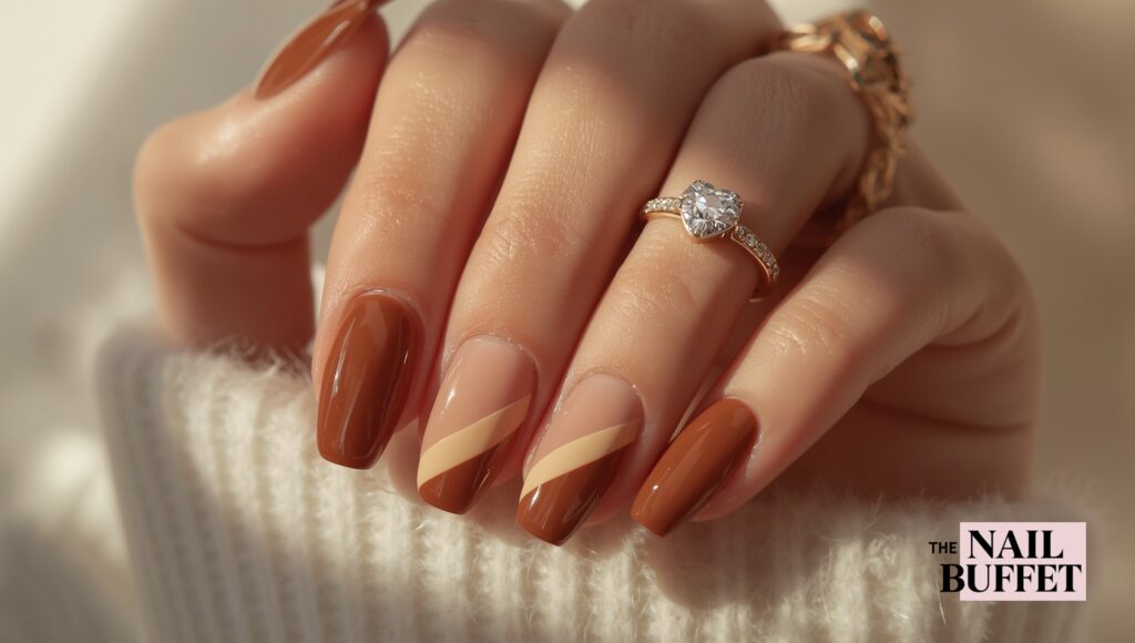 Chocolate Brown Design Nails