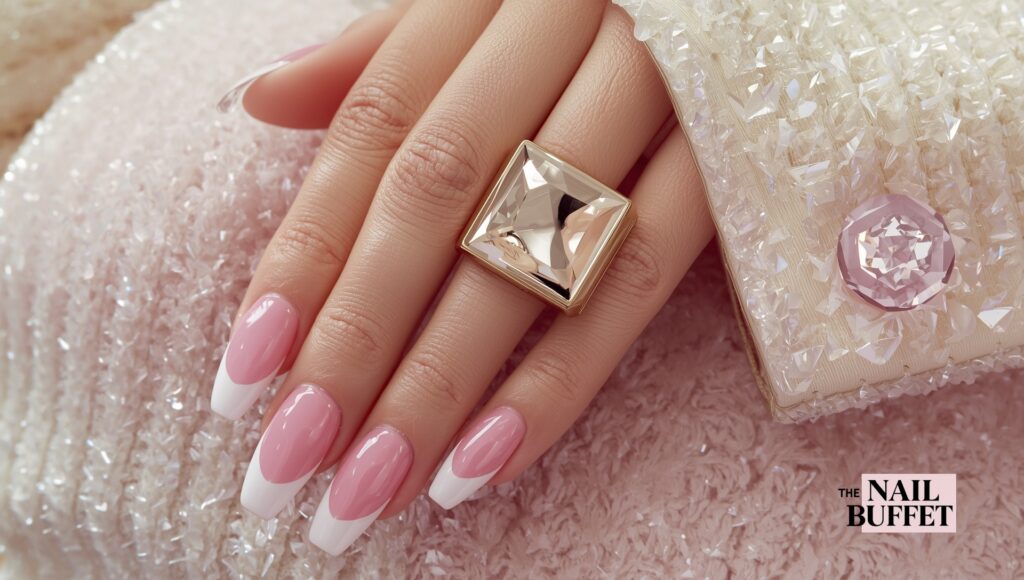 Chrome French with White Tip Nails