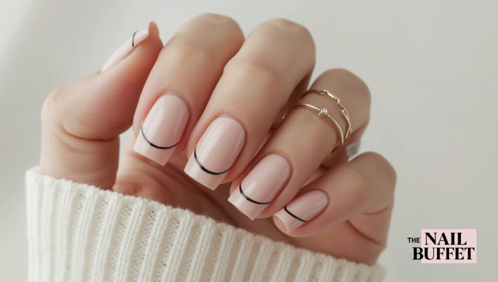 Dark Double French Nails