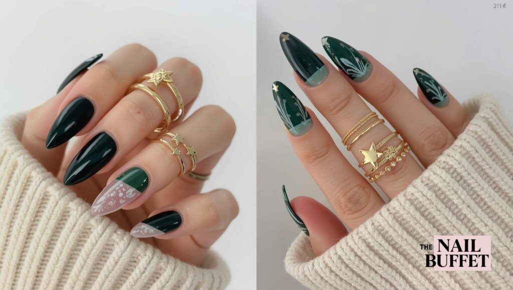 Emerald Green Accent Nails