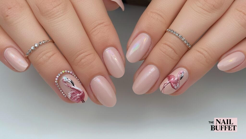 Flamingo Chrome Nails