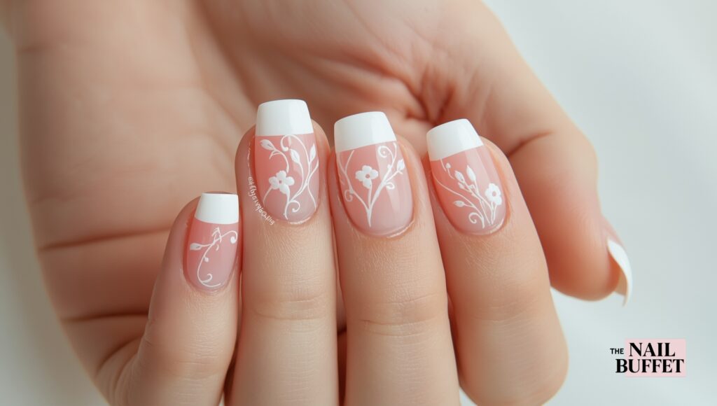 Floral French Art Nails