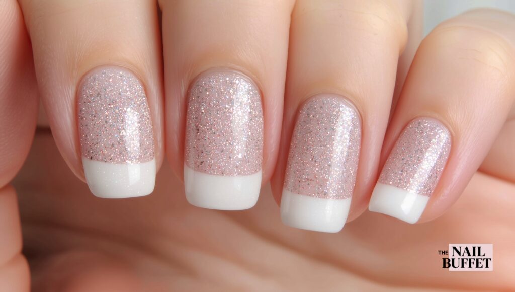 Glitter Base French Tip Nails