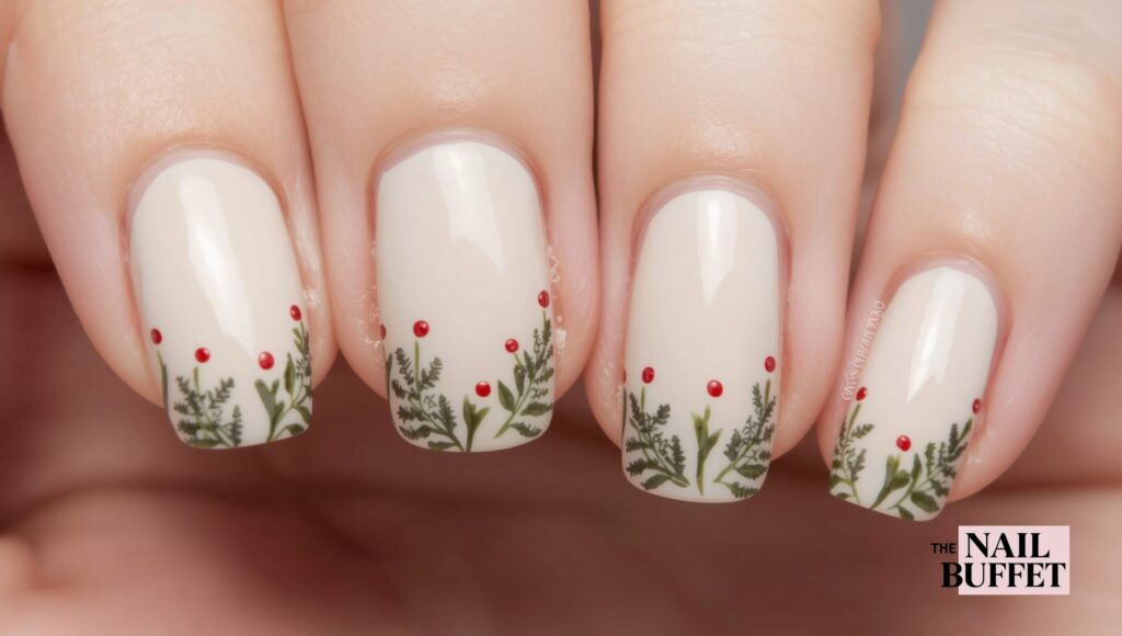 Holly Wreath Design Nails