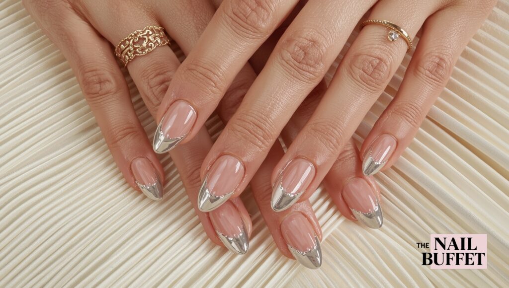Metallic Winter Tip Nails