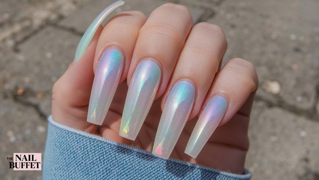 Midnight Rainbow Chrome Nails