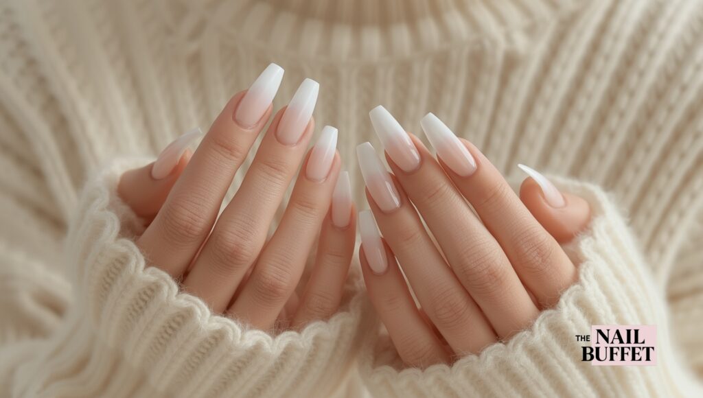 Milky white and classic French Nails