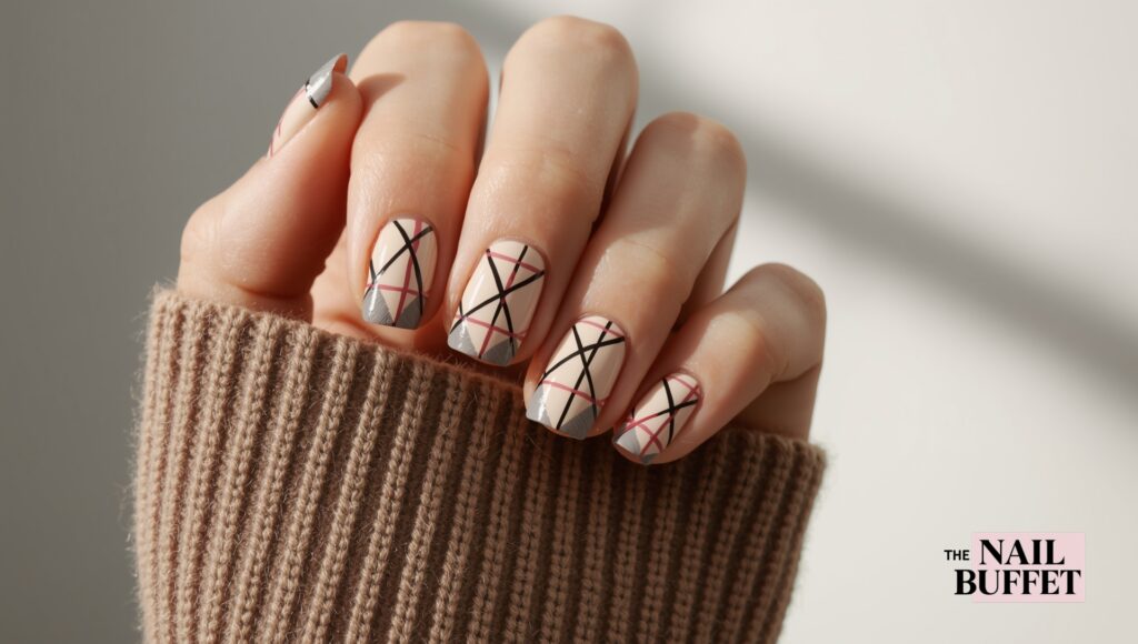 Plaid Winter Nails Design