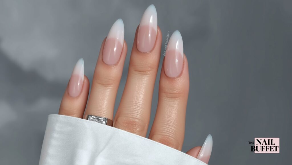 White French Tip Nail Designs With Shine