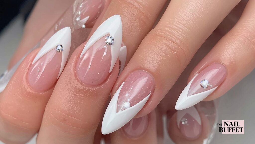 White Tip French Nails with 3D Nail Art