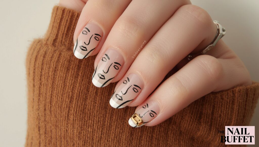 Abstract with Gold Studs
