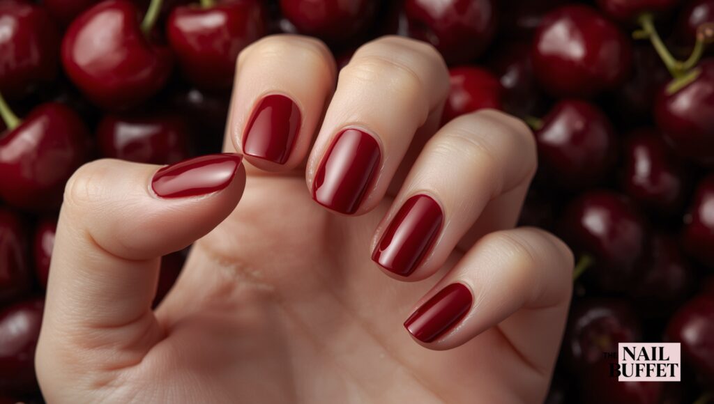 Black Cherry Glossy Short Squoval Nails
