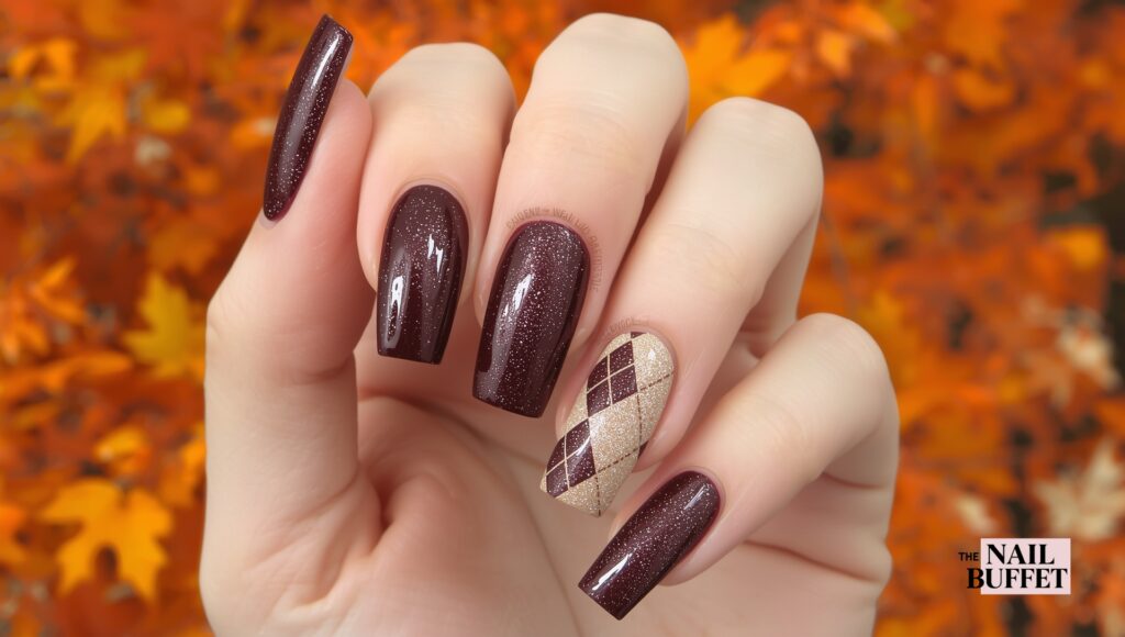 Brown Holo Glitter Fall Nails