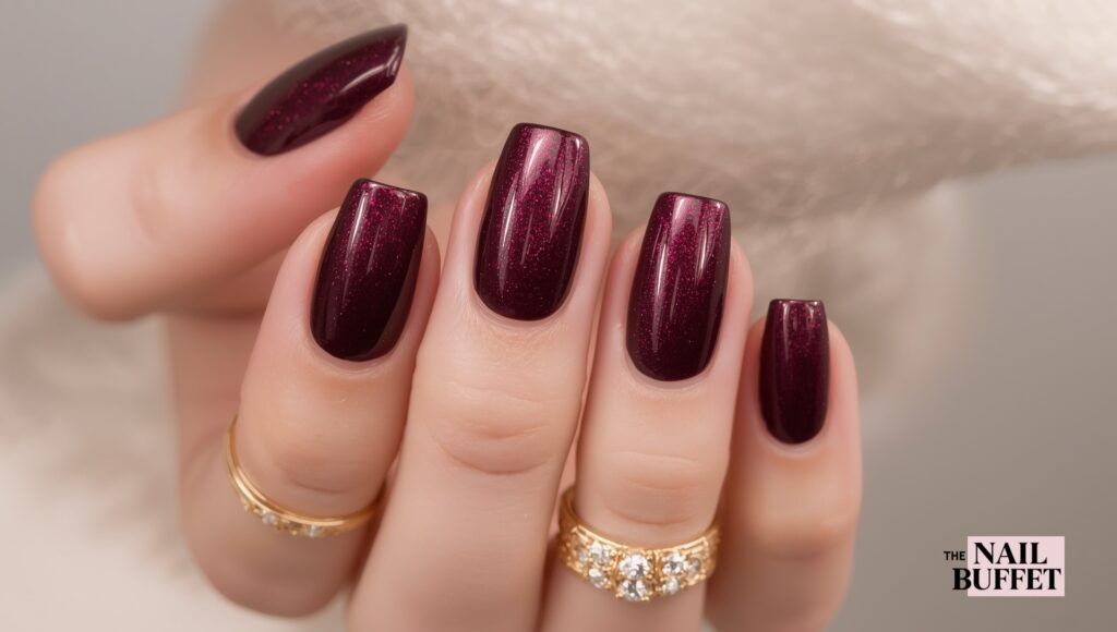 Burgundy French Tips on Short Square short fall nails