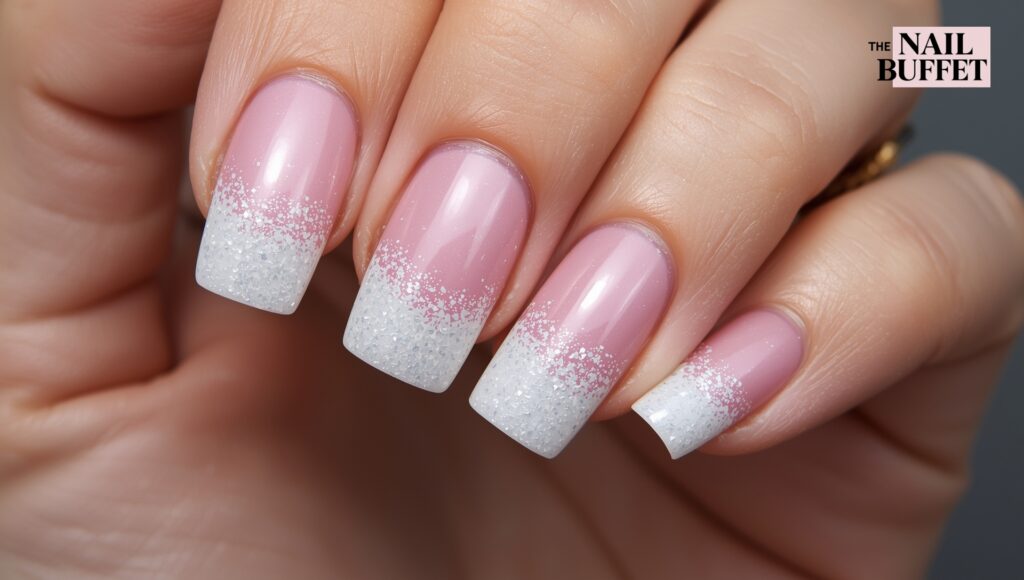 Chrome French with White Tip Nail Designs