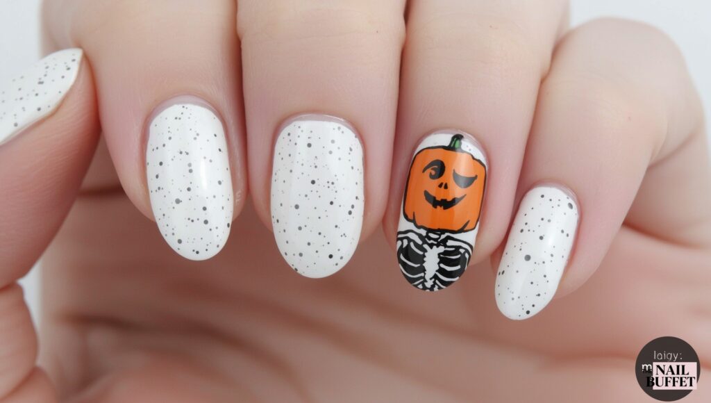 Cute Pumpkin Accent Nail Design