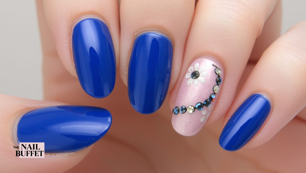 Dark Blue & Pink Nails