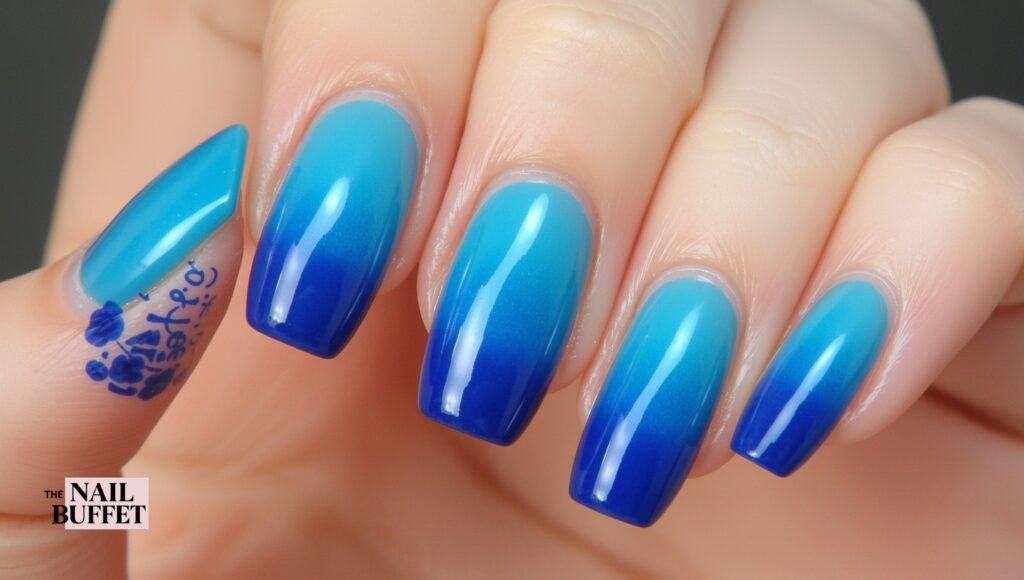 Dark & Light Blue Nails