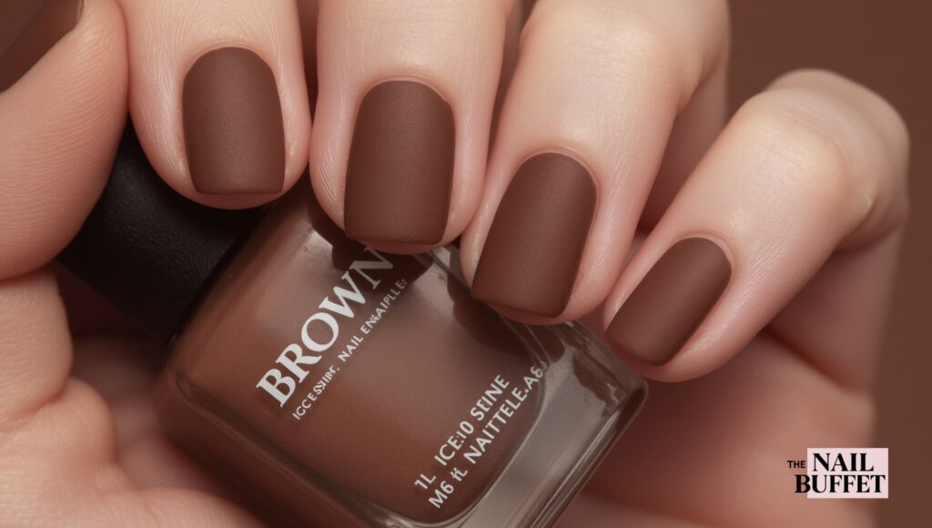 Deep Chocolate Brown Matte Finish Manicure