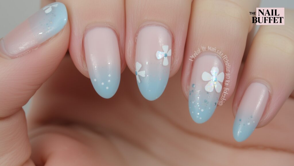 Floral Nail Art French Nails