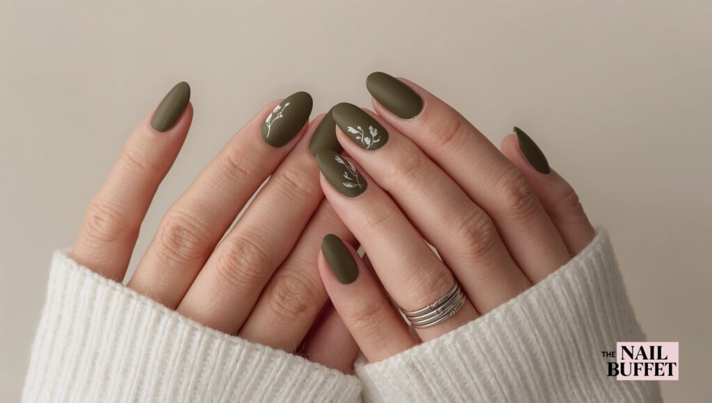 Forest Green Glossy Short Almond Shape