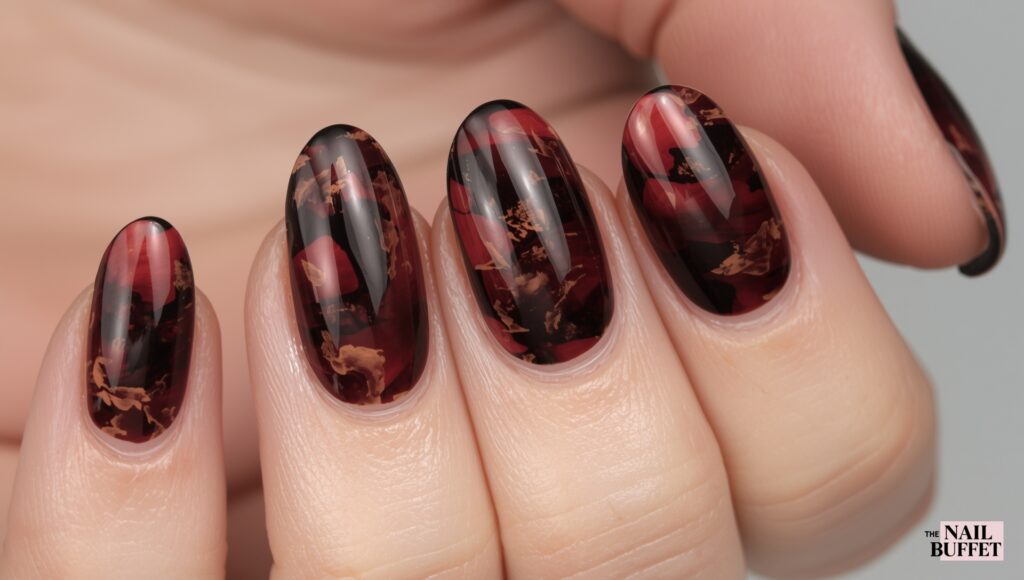 Geometric Autumn Color Block Nails