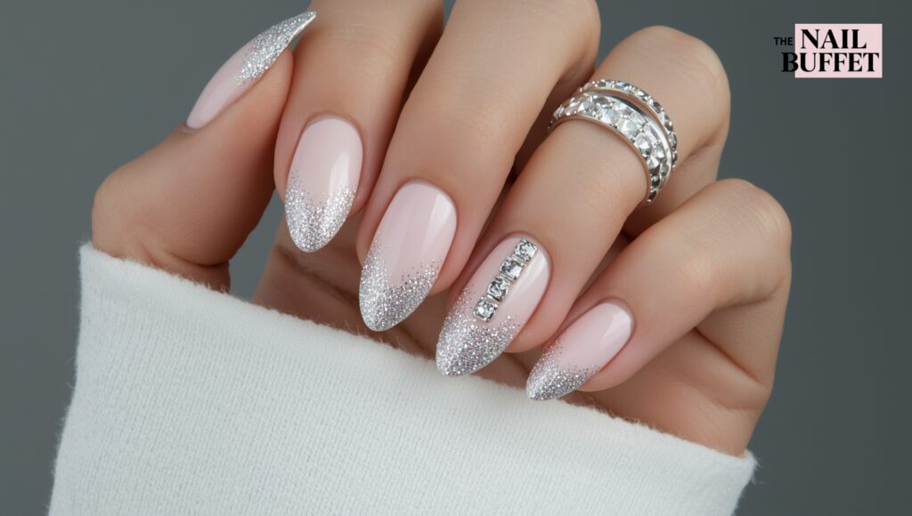 Glitter Base French Nails