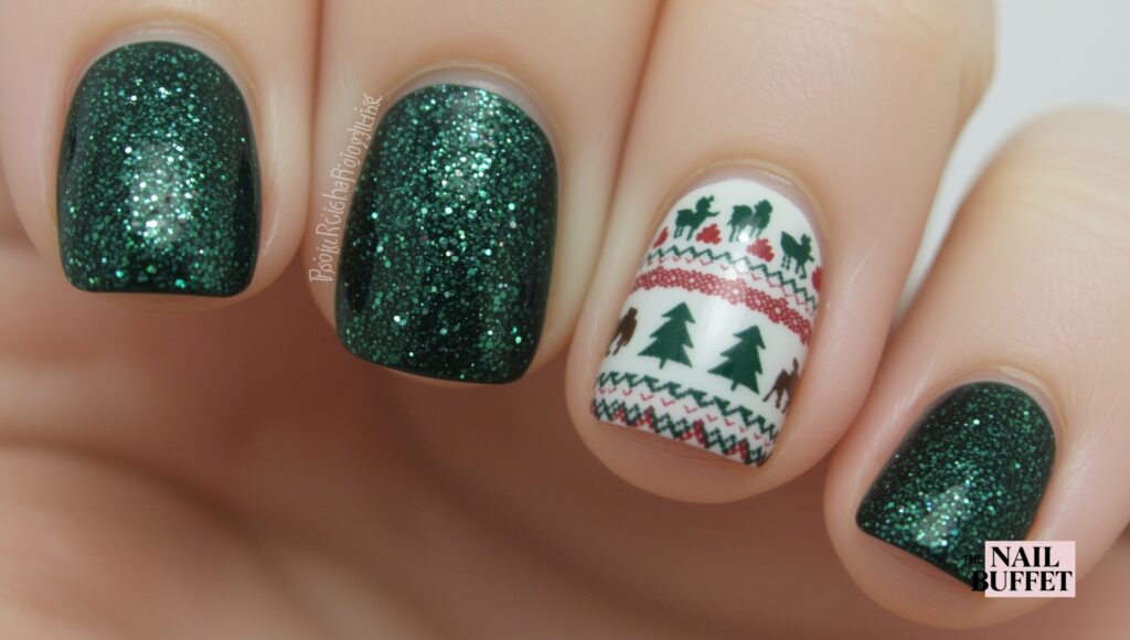 Glittered Ugly Sweater Nails