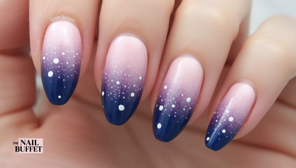 Glossy Blue Ombre Fall Nails
