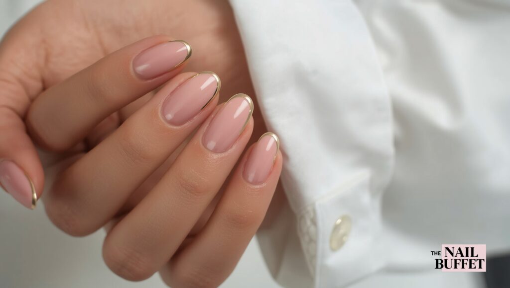 Gold Chrome French Tips with Nude Base