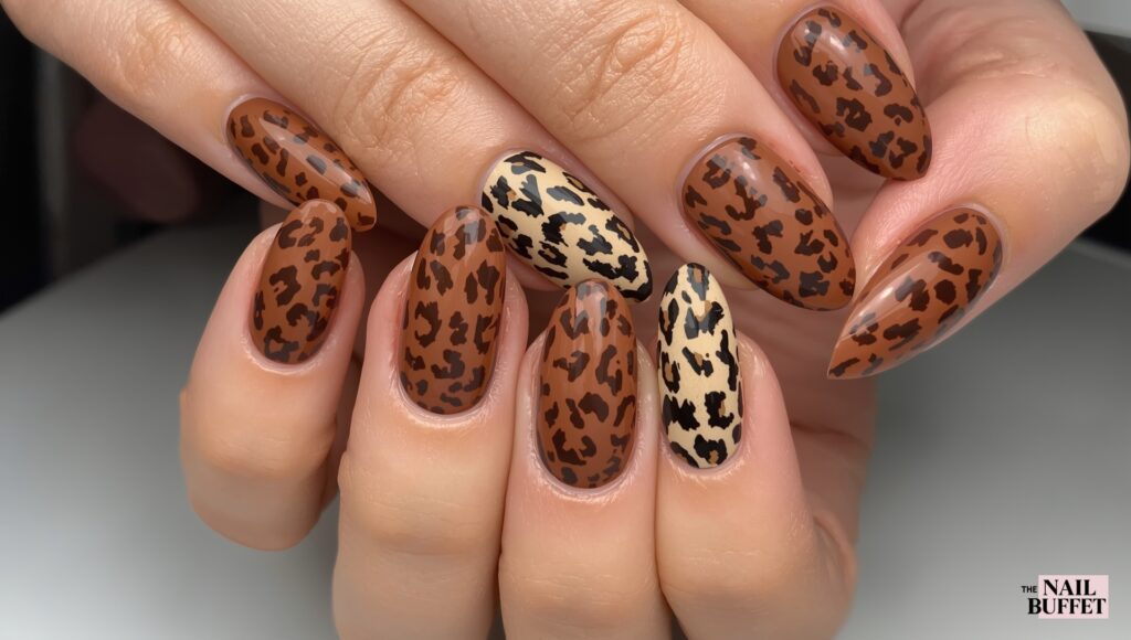 Leopard Print Cat Eye Nail Design