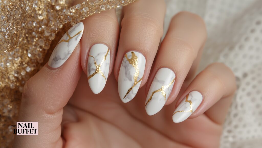 Marble & Gold Nails