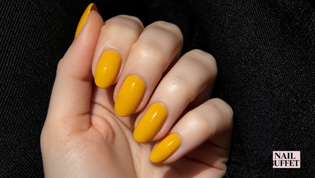 Mustard Yellow Minimalist Short Nails