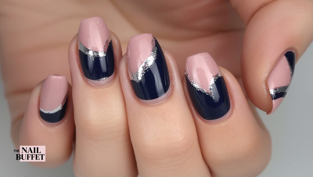 Navy Swirl Nails