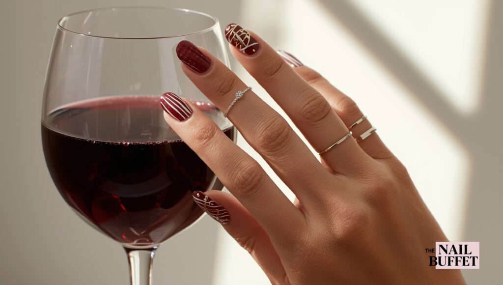 Plum Wine Velvet Texture Autumn Nails