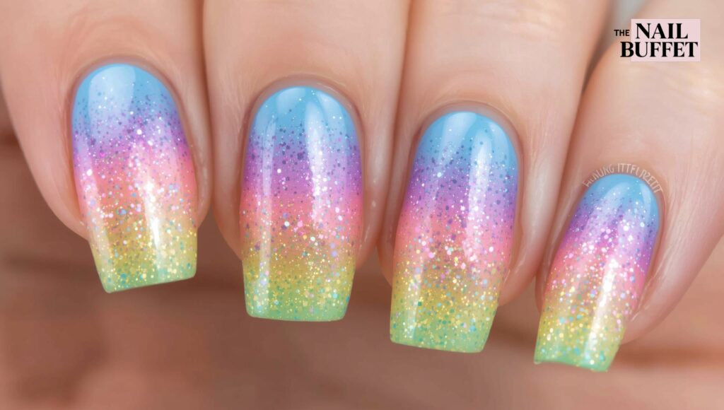 Rainbow Square Nails