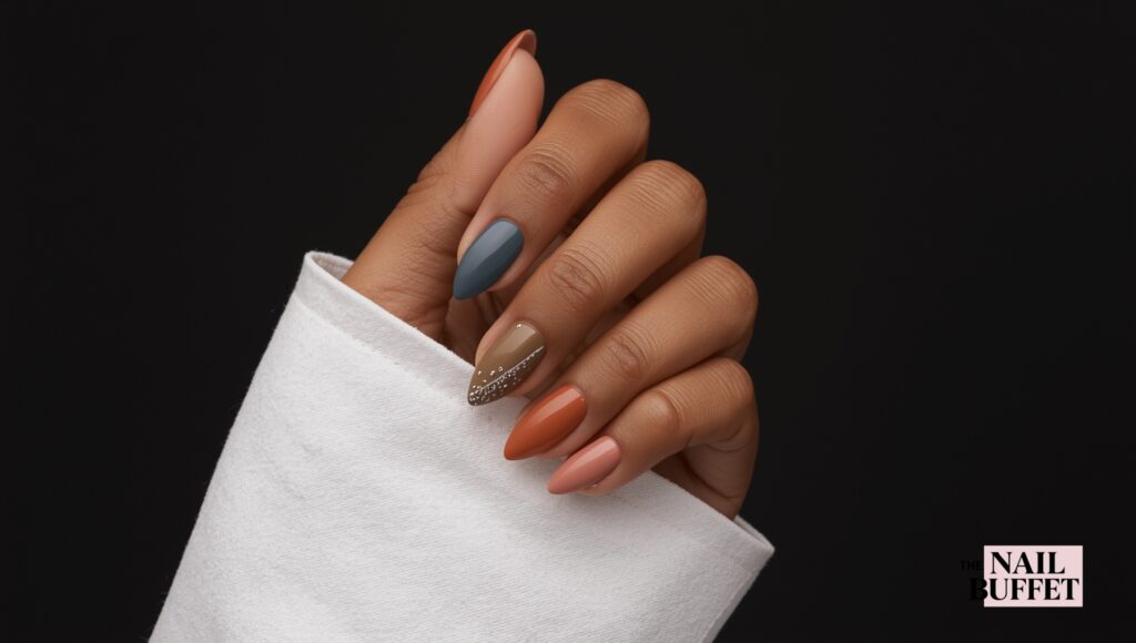 Reverse French Manicure in Autumn Colors