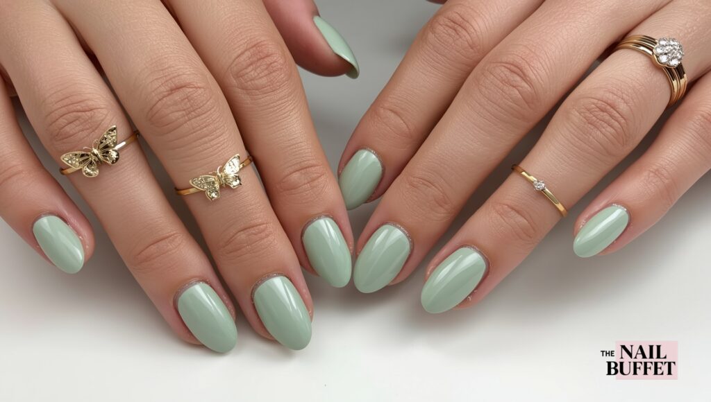 Sage Green Marble Effect Manicure