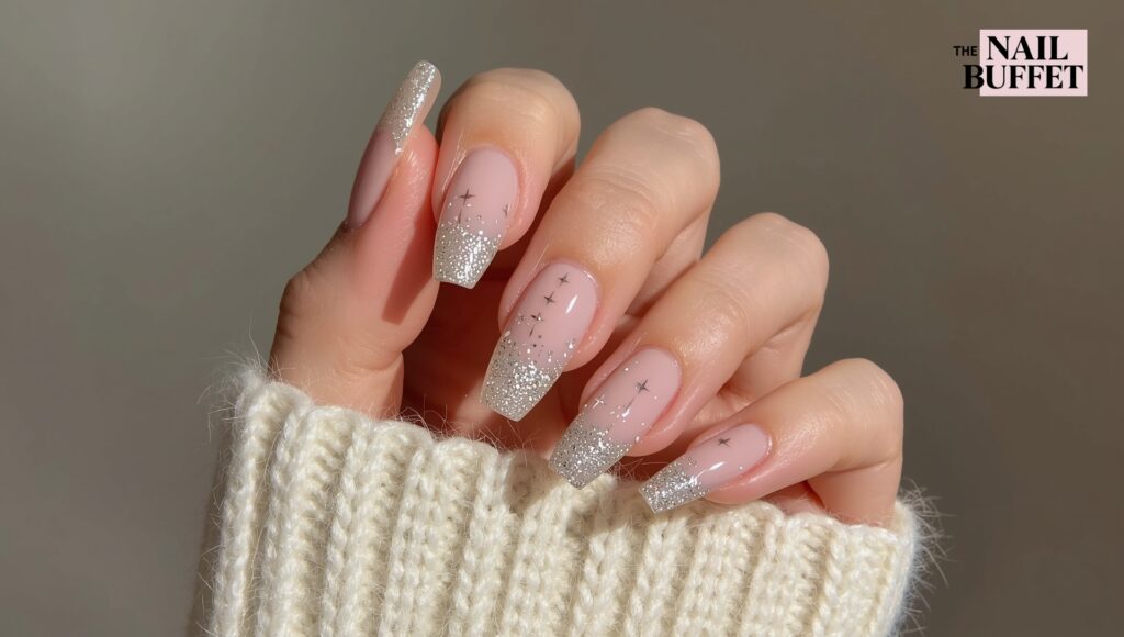 Silver Accents White Tip French Manicure