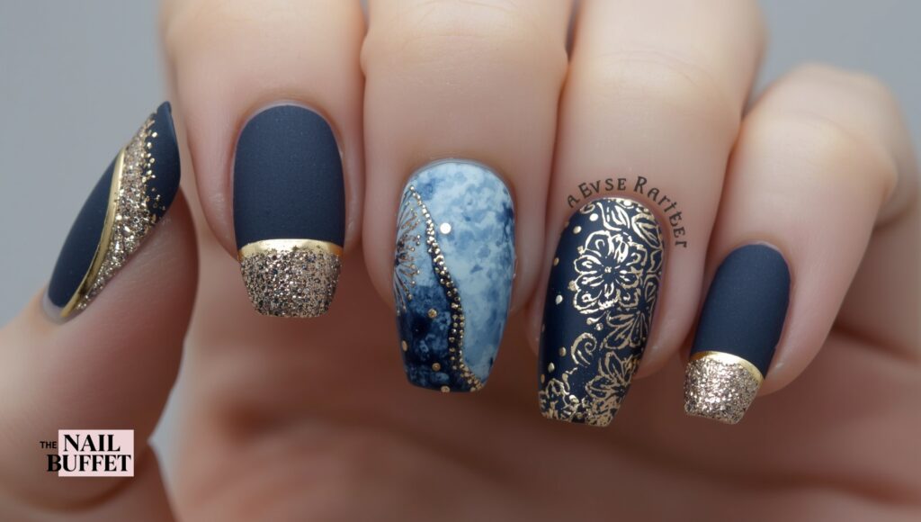 Solid Navy Blue Nails