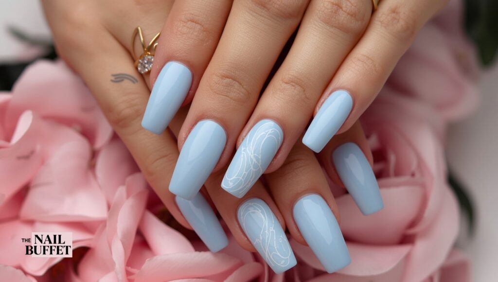 Stunning Blue Fall Swirl Nails