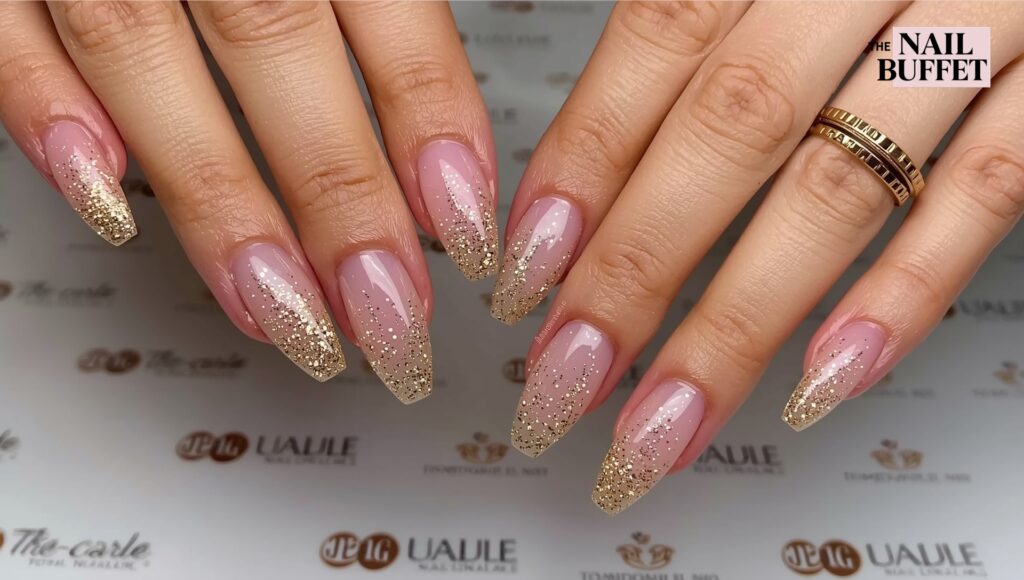Sunset Gold Ombré Nails
