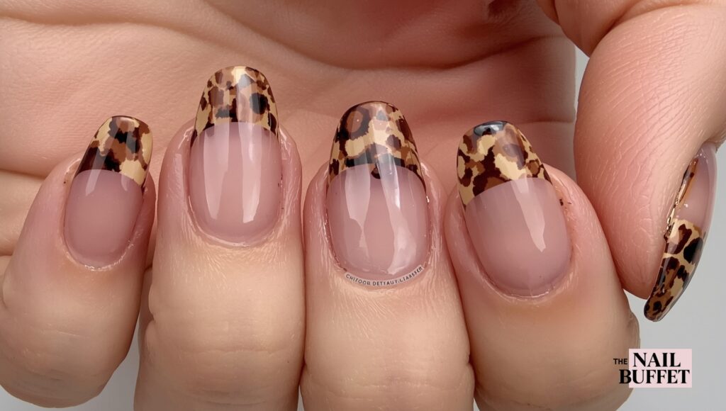 Tortoiseshell French Tip Short Nail Designs