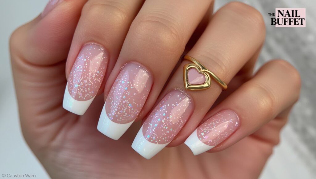 White Tip French Nails with 3D Nail Art