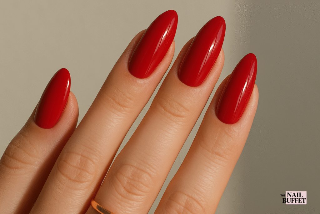 Red Almond Shaped Nails