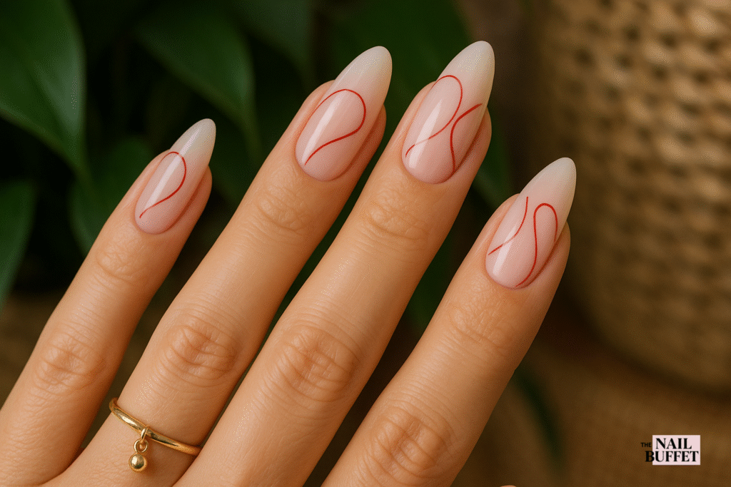 Red Minimalist Design Nails