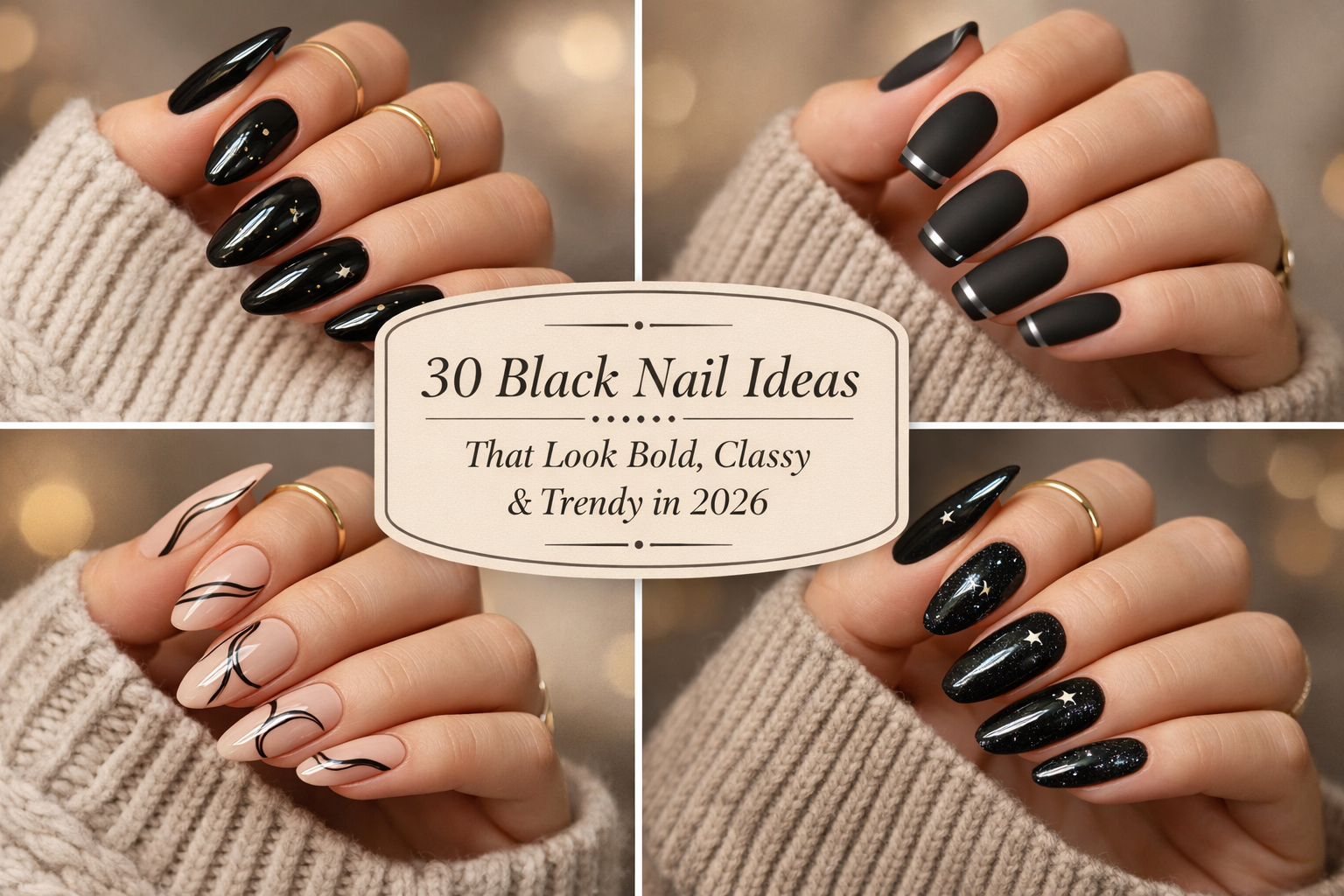 30 Black Nail Ideas That Look Bold, Classy & Trendy in 2026